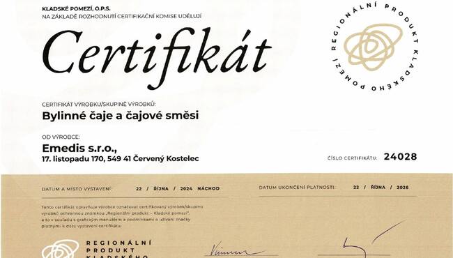 Certifikát Kladské pomezí